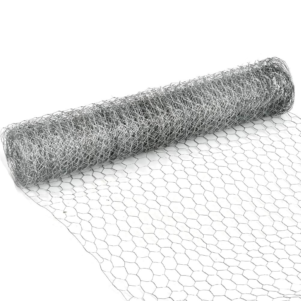 10m Wire Mesh Galvanized, Chicken Wire Mesh Fencing, Hexagonal Hardware Mesh Poultry Netting for Craft Work Vegetable Garden Animal