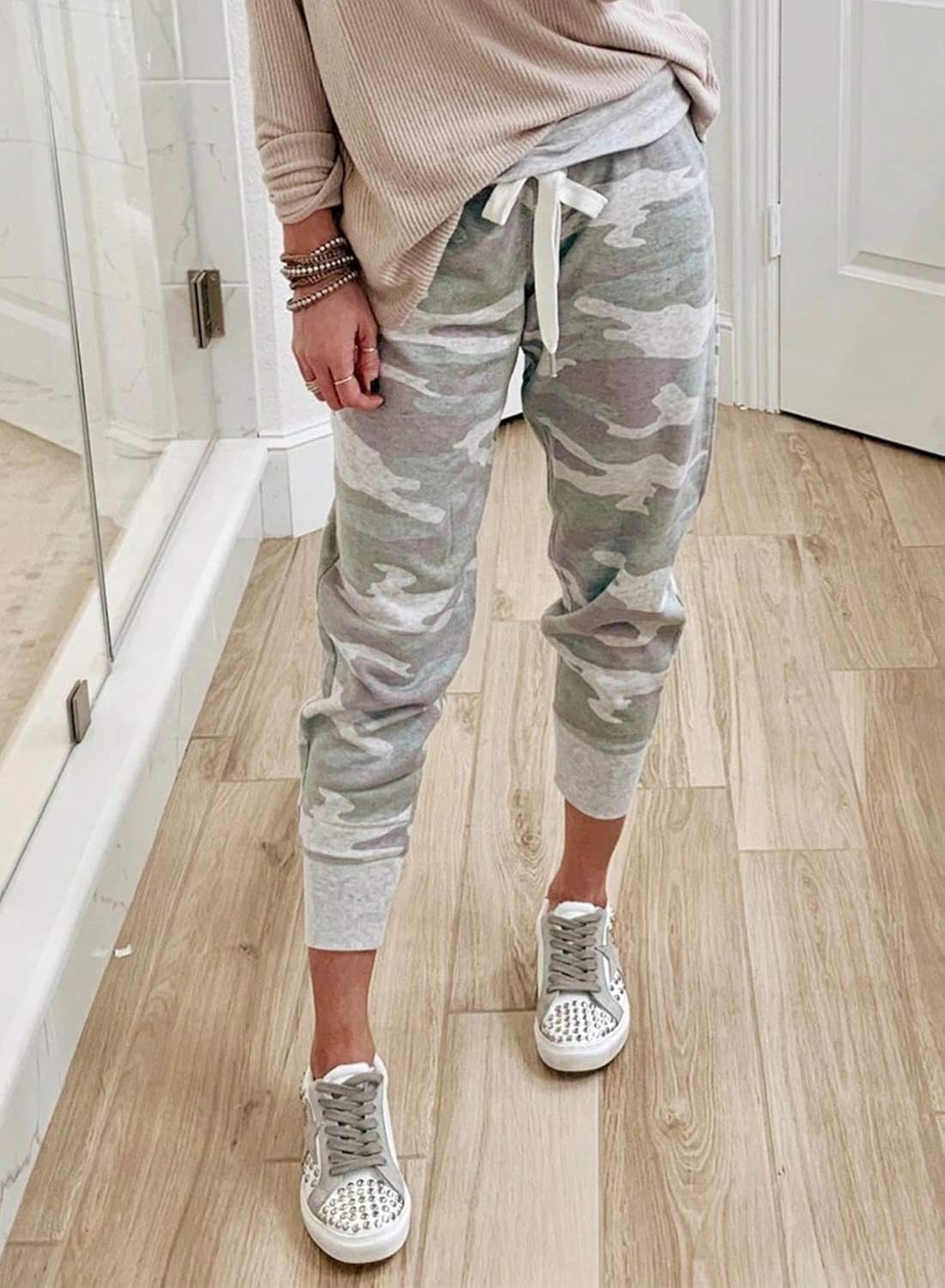 Dokotoo Womens Fashion Casual Drawstring Elastic Waist Cotton Jogging Jogger Pants with Pockets: Clothing