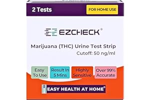 [2 Tests] EZCHECK® Highly Sensitive at Home Marijuana Drug Test Strip, THC Urine Drug Test, Easy Home Drug Test, 50 ng/ml - Fast Result in 5 mins - FSA/HSA Eligible