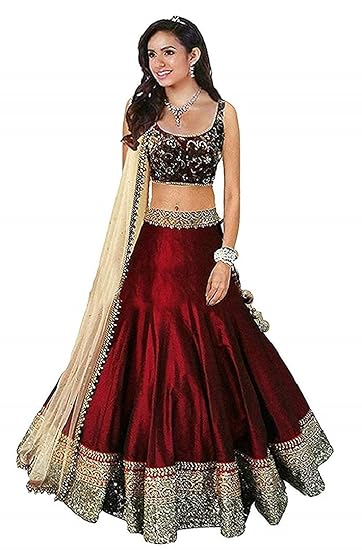 Titos Factory Awesome Embrodery Lehengha choli for Beautiful girls. (Free size), (semi-stitched)