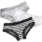 SHENHE Women's 3 Pack Lace Panties Cheeky Hipsters Low Rise Breathable Underwear
