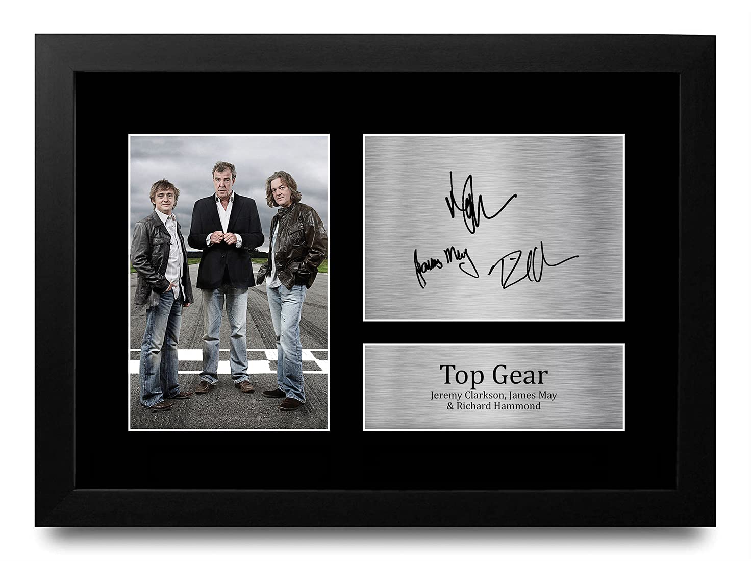 HWC Trading FR A4 Top Gear Clarkson, May, Hammond Gifts Printed Signed Autograph Picture for TV Show Fans - A4 Framed