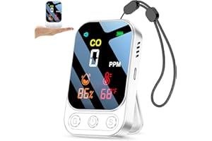 YOJOCK Portable Carbon Monoxide Detector, 3-in-1 Rechargeable CO Detector with Temperature & Humidity, 1000 mAh Battery, CO M