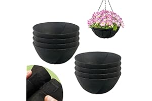 Sumloty 8 Pack 12 Inch Fabric Planter Basket Liner- Felt Flower Pot Liners Replacement Coco Fiber Liner for Hanging Basket Flowers Round Hanging Basket Liners Prevent Birds from Nesting