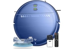 MANVN Robot Vacuum and Mop Combo, 2-in-1 Mopping Robot Vacuum Cleaner with 2300Pa Suction, 2.87'' Slim Design, Wi-Fi/App/Voice Control, 3D Obstacle Avoidance&Self-Charging for Hard Floors, Carpets, Pet Hair