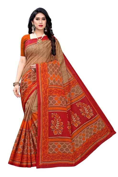 without blouse piece Saree (Pure Cotton 100%_2018_ Multicolor_ Free)