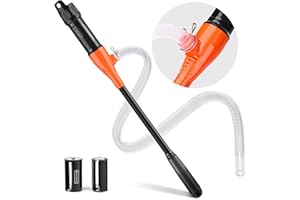 BUMBEE Portable Battery Operated Electric Siphon Pump Hand Fuel Battery Pump Transfer - 2.4GPM per Min for Gas, Fuel, Diesel, Water Transfer Multi-Use Siphon Fuel Transfer Pump（Orange）