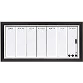 DesignOvation Wyeth Framed Magnetic Dry Erase Weekly Calendar, Black
