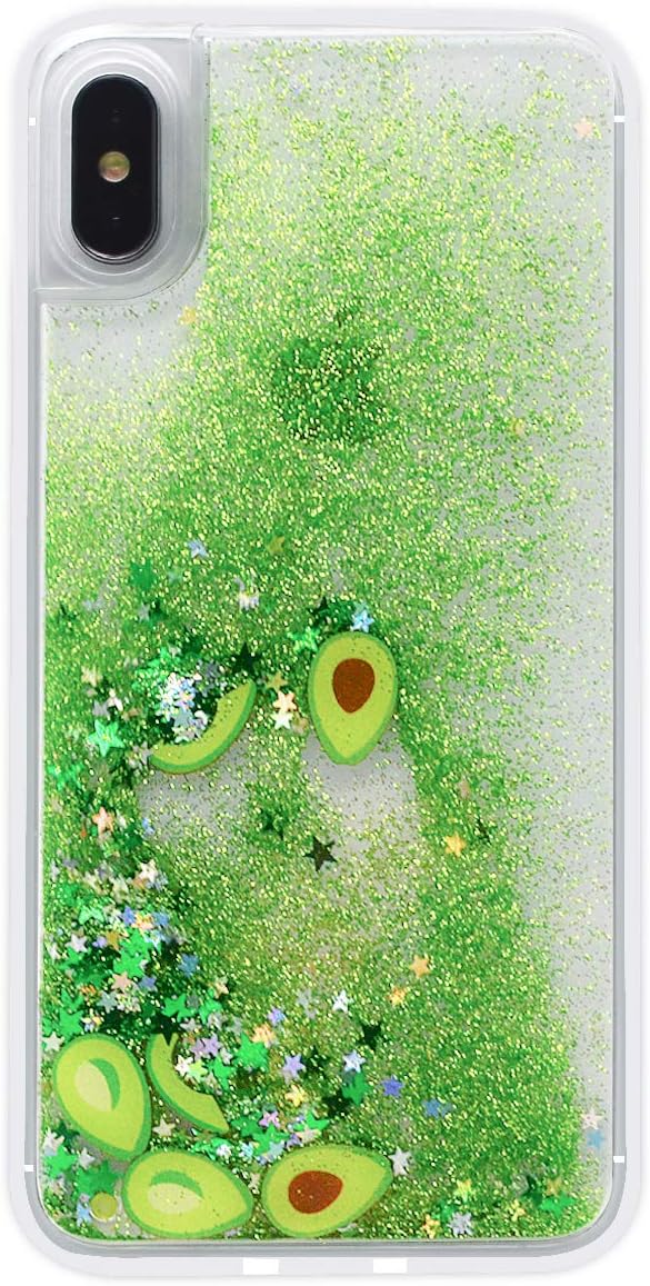 LUVI for iPhone 6 Plus/6s Plus Liquid Case Funny Shiny Stars Sparkle Green Quicksands Shell Flowing Floating Ultra Thin Clear Bumper Fruit Avocado Glitter Cover Fitted for iPhone 6 Plus/6s Plus 5.5"
