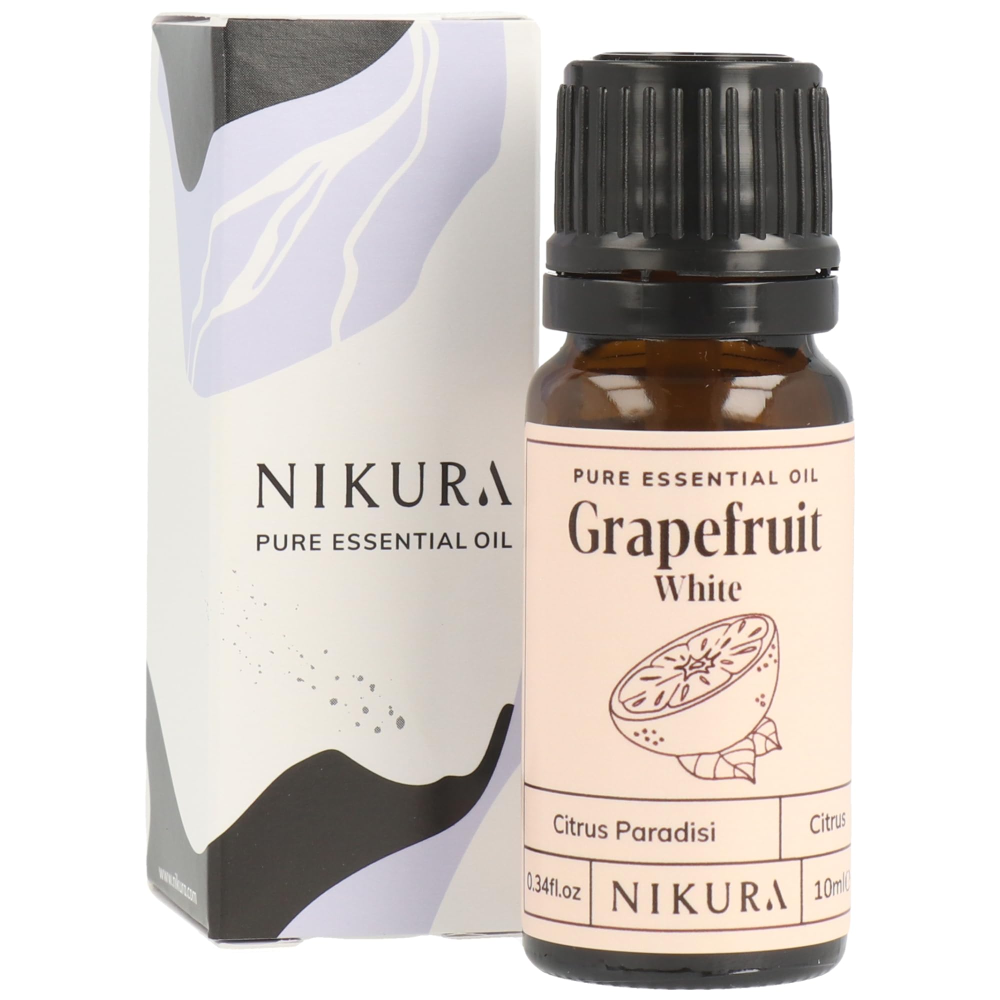 Nikura Grapefruit (White) Essential Oil - 10ml | 100% Pure Natural Oils | Perfect For Aromatherapy, Diffusers, Humidifier, Bath | Great For Boosting Mood, Enhancing Focus, Study | Vegan & UK Made