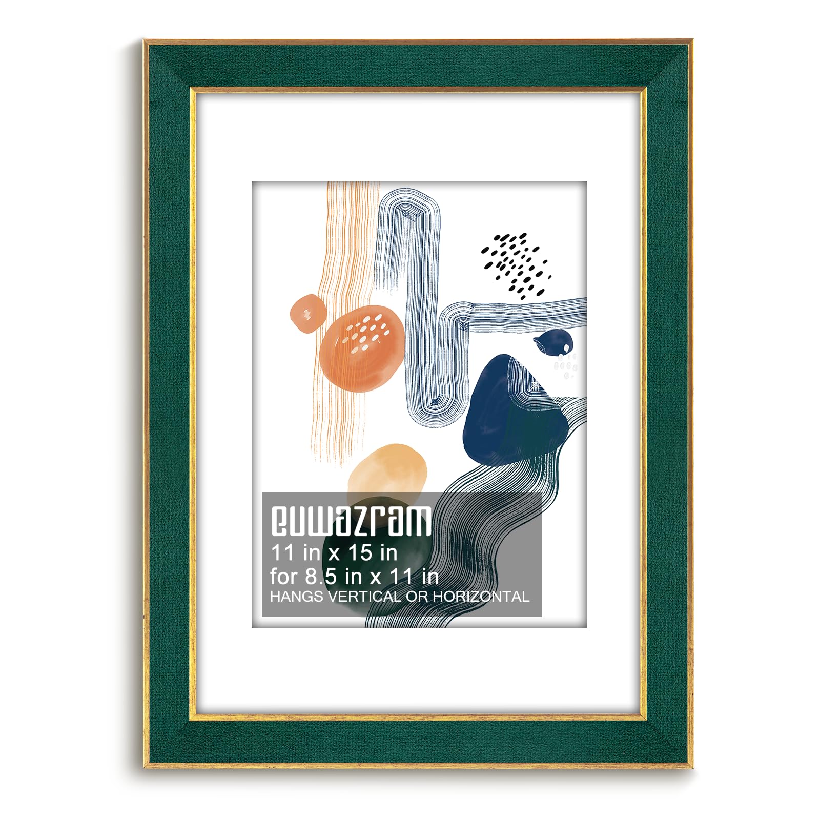 Photo 1 of euwazram Suede 11x15 Frame - Single Frame, Christmas Elegant Green 11 x 15 Poster Frame with Mat for 8.5x11, 11x15 Picture Frames for Artwork, Puzzles, Photos and Movie Posters