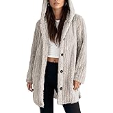Kissonic Women's Fleece Jacket Hooded Fuzzy Sherpa Cardigan Warm Cozy Casual Outerwear for Women