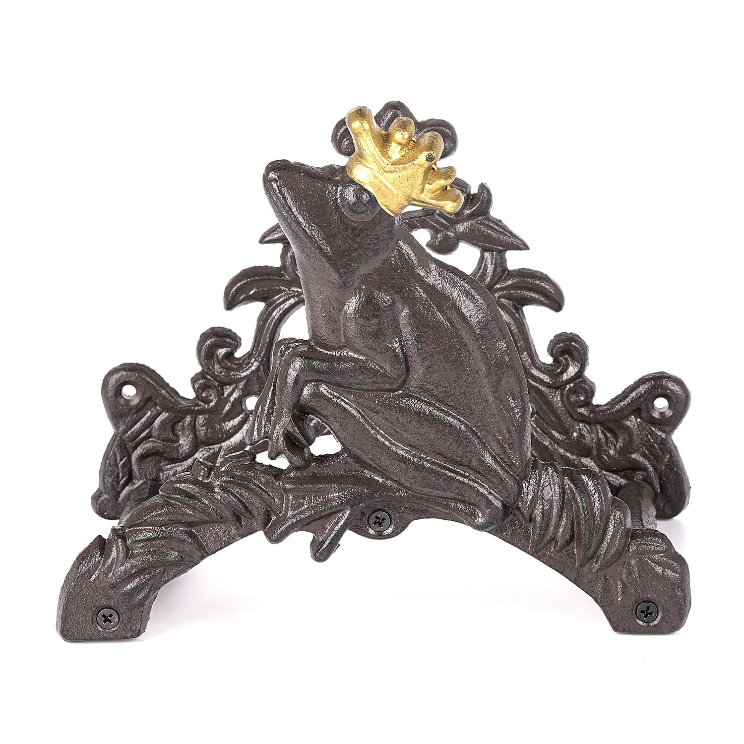 Sungmor Garden Hose Pipe Holder Wall Mounted, Heavy Duty Cast Iron Watering Hose Reel Hanger Wall Hanging Rack, Pretty Vintage Ornamental Hose Storage, Lovely Frog Outdoor Landscaping Decór