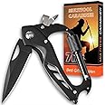 JUXWONE Carabiner with Knife, Multitool Carabiner Pocket Knife, Folding Sharp Knives, Sturdy Handy Tool, Belt Cutter, Bottle Opener, Window Breaker, Screwdriver, for Safety in Car, Camping, Hiking
