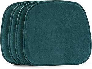 Shinnwa Non Slip Chair Pads and Cushions for Dining Room Kitchen Chairs Pads Pillows Seat Cushion for Patio Furniture Wicker Chair Set of 4 [16x15 Inches] Dark Green