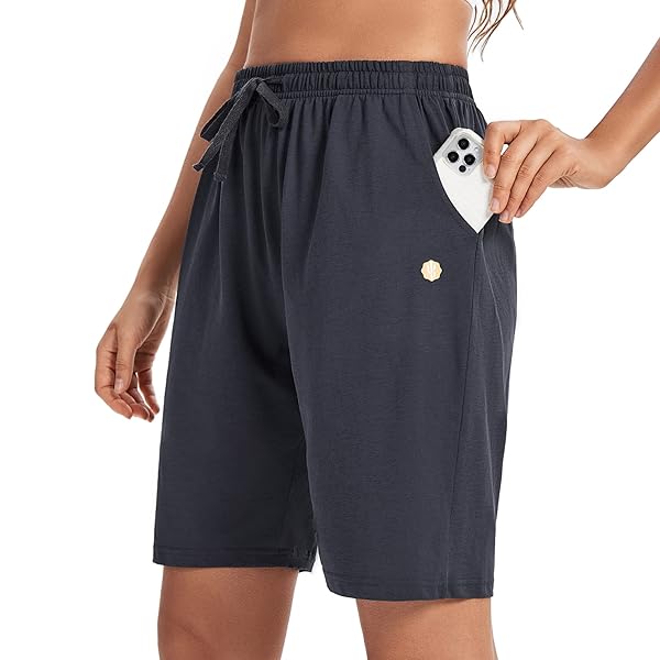 LUCKYCATCUS WOMEN’S BERMUDA SHORTS JERSEY SHORTS WITH POCKETS YOGA WALKING ATHLETIC LONG SHORTS FOR WOMEN KNEE LENGTH (DARK GRAY, XXL)