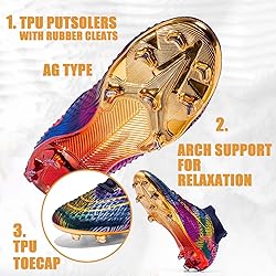 Gold Soles Men's Soccer Cleats Unisex AG Turf