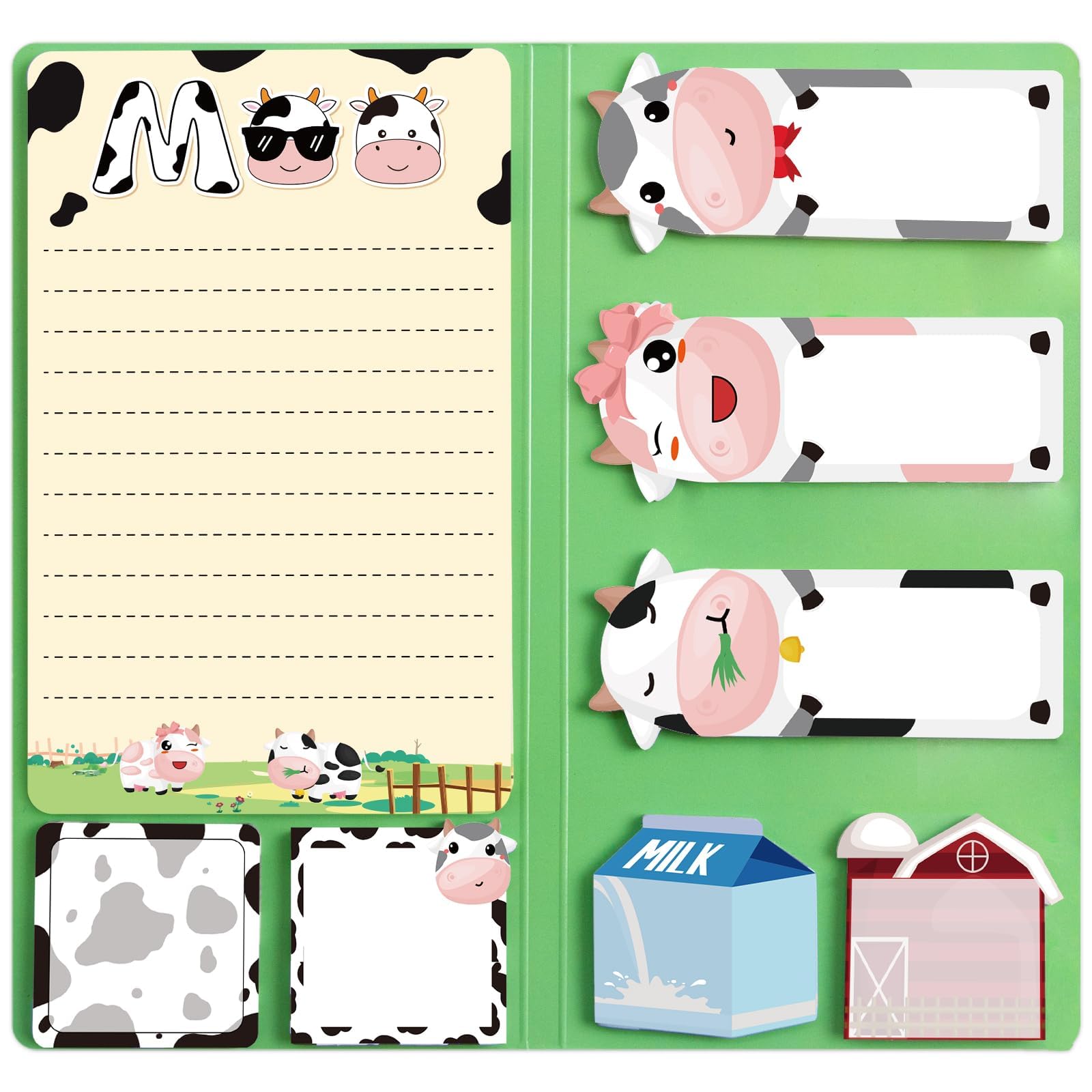 Photo 1 of Fancy Land Cow Sticky Notes Set Cute Sticky Notepads 240 Sheets Book Notes Kids Office School Friends Holiday Teacher Small Gifts