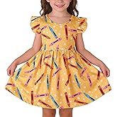 Toddler Girls Back to School Pencil Dress Causal Flutter Sleeve Ruffle Bottom Dress Summer Clothes