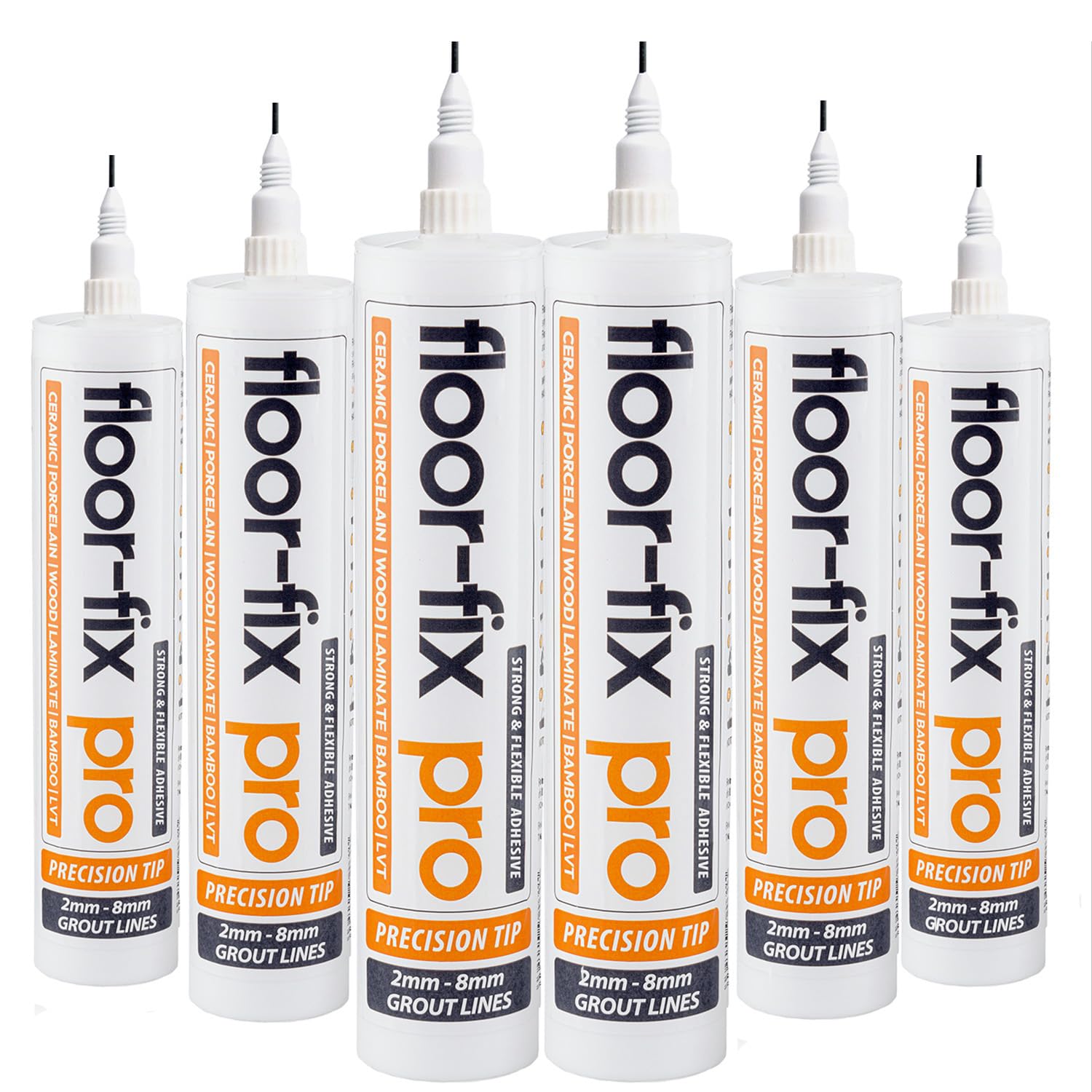 Floor-Fix Pro All in One Micro Precision Injector Kit Bonding Adhesive - For Loose & Hollow Tiles, Wood, LVT & Laminate - Includes a Reusable Syringe Adapter & Patented Customisable Tip (6)