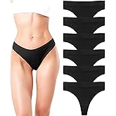 Sexy Basics Women's Sport Thong | 6 & 12 Pack | Hi Waisted Ultra Soft Seamless Any Wear Bikini Underwear