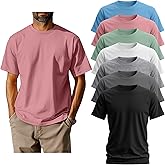 Neer 7 Pack Men's Big and Tall Shirts Summer Cotton Short Sleeve Tee Crew Neck Casual Top Basic Oversize T Shirts