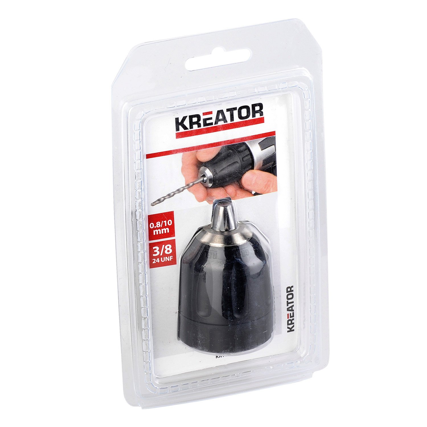 Kreator KRT014002 KRT014002-Portabrocas Automático 0.8-10 mm, red, 3/8 inch Quick Release