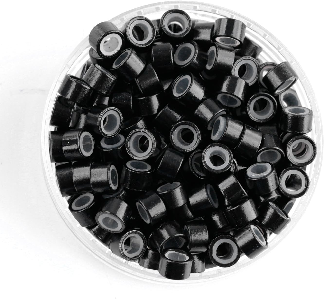 Vlasy 5mm Silicone Lined Micro Rings Links Beads for I Bonded Tipped Hair Extensions (500pcs, Black)