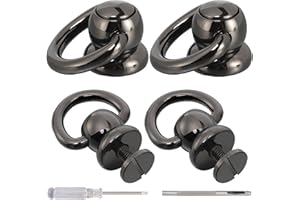 Notgia 4Pcs D Rings for Purse Brass Rivets for Leather Rotatable Purse Strap Hardware Ball Button Studs for Handbag D Rings Chicago Screws for Repair Purse Dog Collar Leather Crafts (Black)
