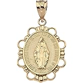 Religious Jewelry 14K Yellow Gold Virgin Mary 1 Miraculous Medal Pendant