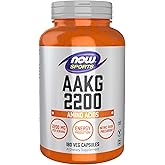Now Sports AAKG 2200, Arginine, Energy Productuion, 180 Veg Capsules
