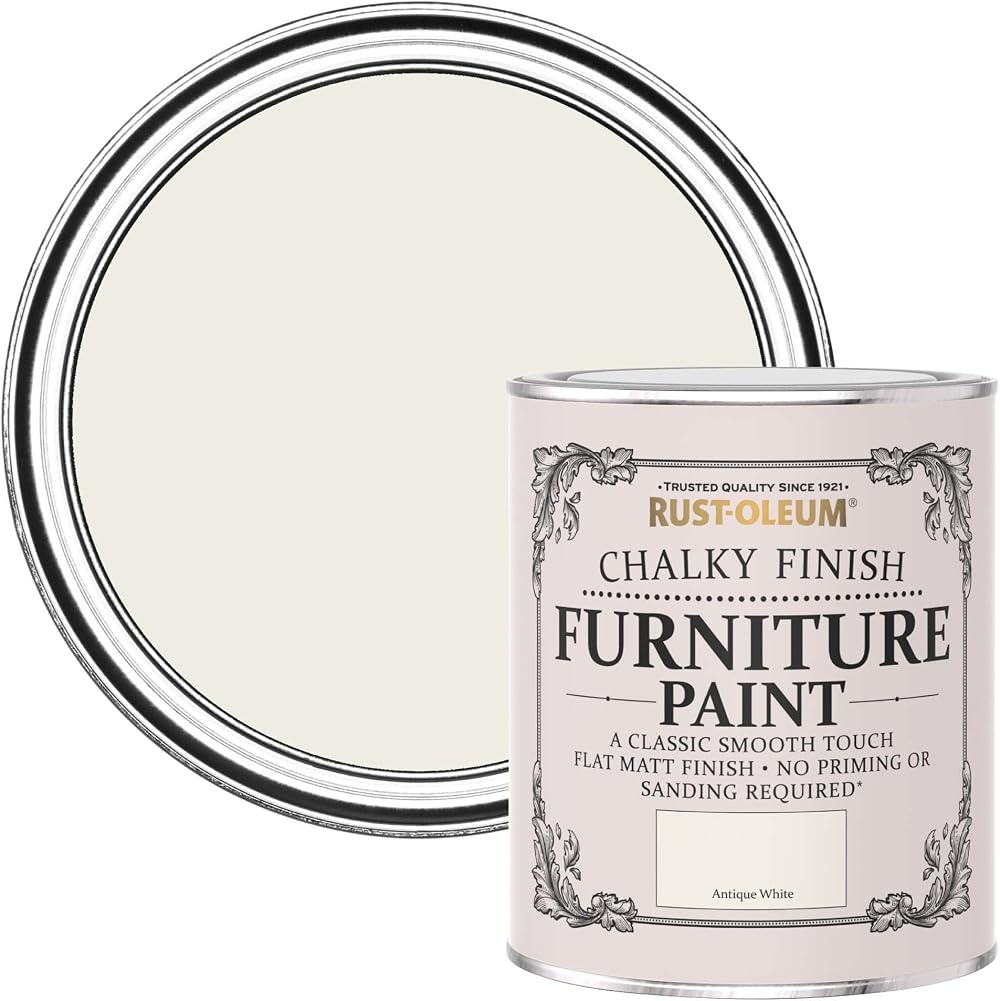 Rust-Oleum Chalky Furniture Paint Antique White 750ml Water-Based No Prime Sand