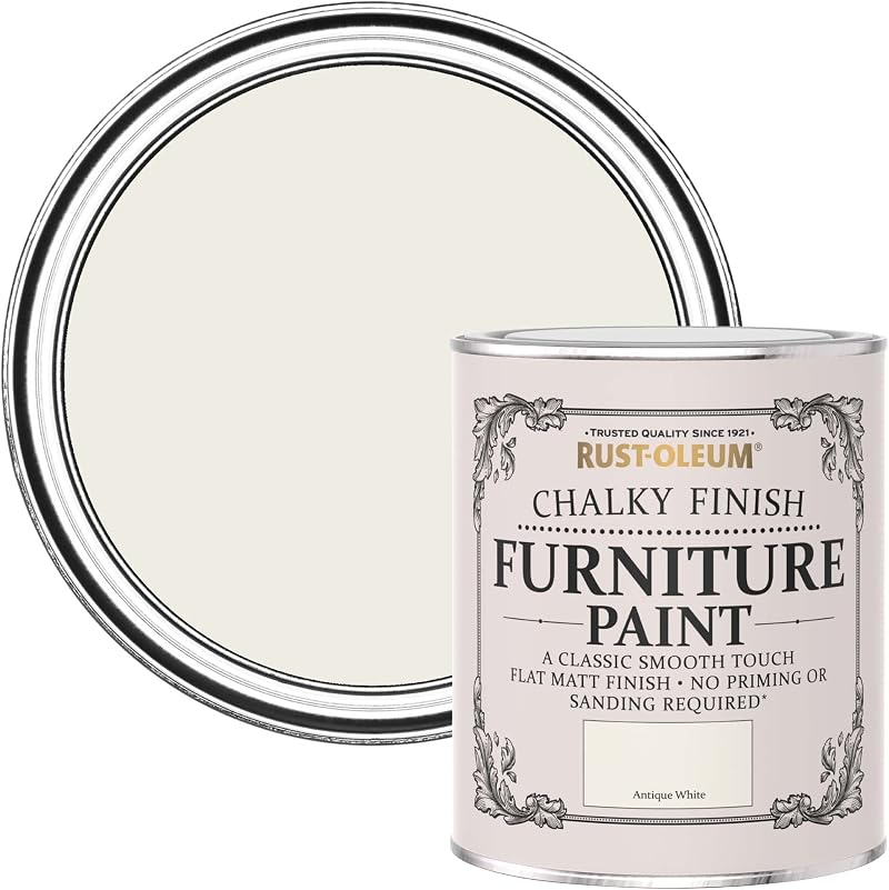 Rust-Oleum Chalky Furniture Paint Antique White 750ml Water-Based No Prime Sand