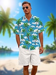 Hawaiian Shirts for Men Palm Tree Summer Beach