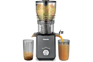 Pukomc Cold Press Juicer,5.8" Wide Feed Chute Juice Extractor Machine with 300W,Slow Masticating Juicer for Whole Vegetables 