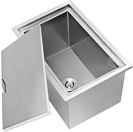 Amazon Com Happybuy Drop In Ice Chest 23x17x12 Inch With Cover 304 Stainless Steel Drop In Cooler Included Drain Pipe And Drain Plug Drop In Ice Bin For Cold Wine Beer Home Kitchen