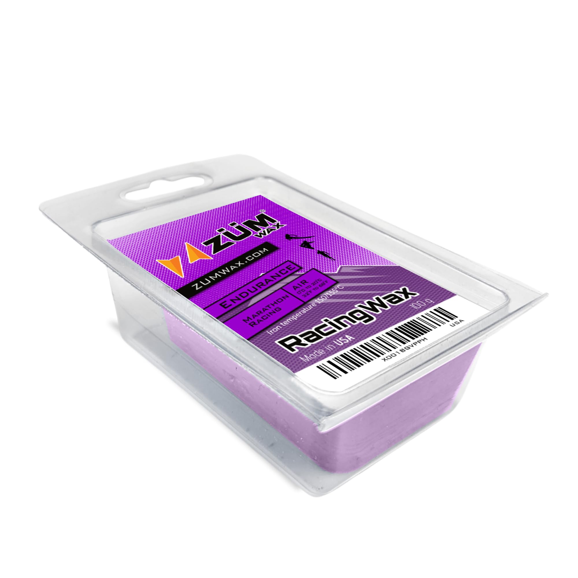 ZUMWax Endurance Nordic/Cross-Country Racing Glide Wax - Extra Durable - 100 Gram