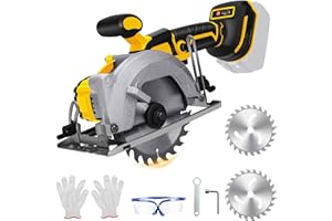 LEZZYRUCK 5.5 Inch Cordless Circular Saw for Dewalt 20V Battery, Power Wood Saw with Brushless Motor, 0-45° Cutting Bevel, Max Cutting Depth 1.9"(90°), 1.57"(45°), Idea for Wood, Plastic, Soft Metal