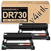v4ink 2PK Compatible DR730 Drum Replacement for Brother DR-730 DR-760 Drum for Brother HL-L2325DW HL-L2350DW HL-L2370DW HL L2390DW L2395DW DCP-L2550DW MFC L2690DW L2710DW L2717DW L2750DW (NOT Toner)
