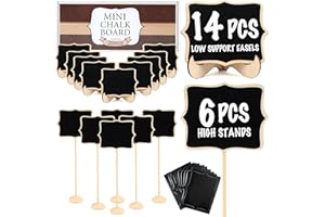 LotFancy 20 Pack Mini Chalkboard Signs with Support Easels and 10 Extra Stickers, Food Labels for Party Buffet Table, Wedding