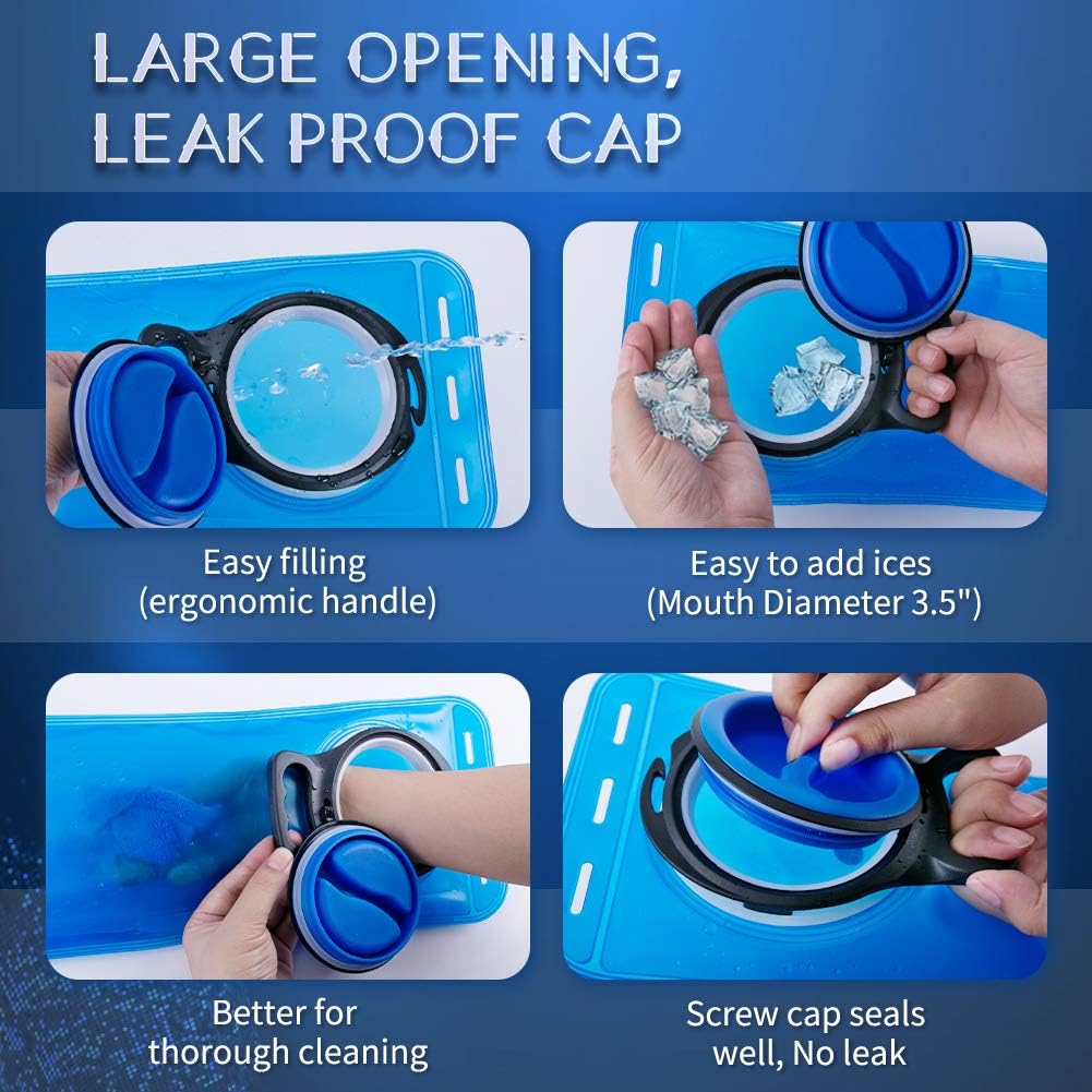Hydration Bladder 2 Liter Water Reservoir Bladder, 2L Leak Proof Hydration Pack Bladder Replacement for Backpack, Water Storage Bladder Bag with Insulated Sleeve, for Hiking Camping Running Cycling : Sports & Outdoors