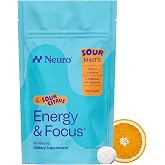 Neuro Energy &amp; Focus Mints, Sour Citrus, 90 Count | 40mg Natural Caffeine Sour Mints, 60mg L-Theanine, B Vitamins, Sugar Free, Vegan, Clean Nootropic Energy &amp; Focus Supplement