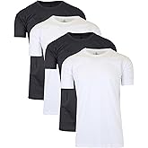 Galaxy by Harvic Men's Crew Neck Short Sleeve Tee, Active Reflective Stripe Sport T-Shirt, 4 Pack