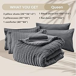 HYMOKEGE Queen Comforter Set Seersucker 7