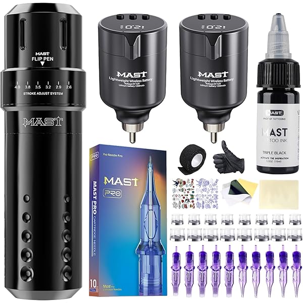 Amazon.com: Mast Flip3 Tattoo Gun Kit Wireless Machine 7 Strokes