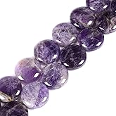 Natural Amethyst 20mm Coin Disc Loose Beads 16 Inch for DIY Jewelry Making Beads