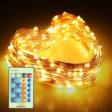 infinitoo LED Lichterkette, 20 Meter LED Kupferdraht Warmweiß mit Fernbedienung