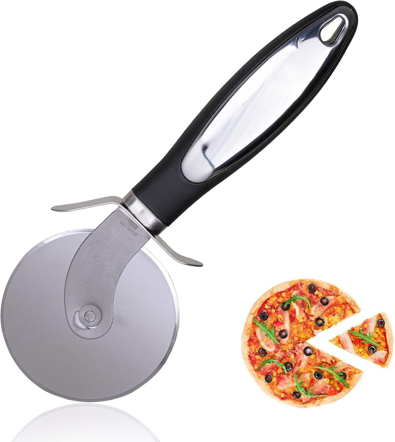 Pizza Cutter Quality Stainless Steel Pizza Cutter Wheel, Pizza Wheel, Super Sharp Pizza Slicer with Non Slip Handle, Easy to Clean Dishwasher Safe Heavy Duty Smooth Rotating - Top Rated: Kitchen & Dining