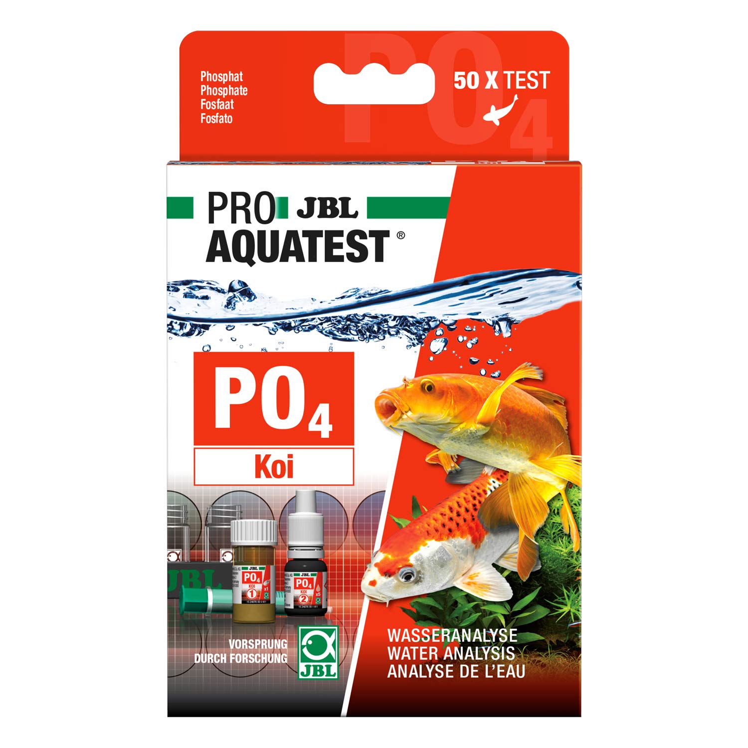 JBL Proaquatest PO4 Phosphate Koi Water Test Kit with 50 Tests and Accessories for Koi and Garden Ponds
