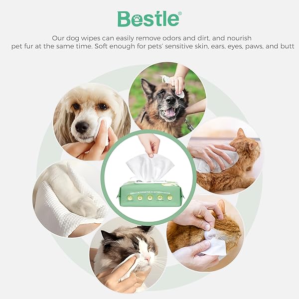 BESTLE DOG WIPES, 100 COUNT PET GROOMING WIPES, CONDITIONING SHINE COAT, CLEANING AND DEODORIZING, PET WIPES FOR DOGS & CATS, FOR SENSITIVE SKIN (JASMINE)